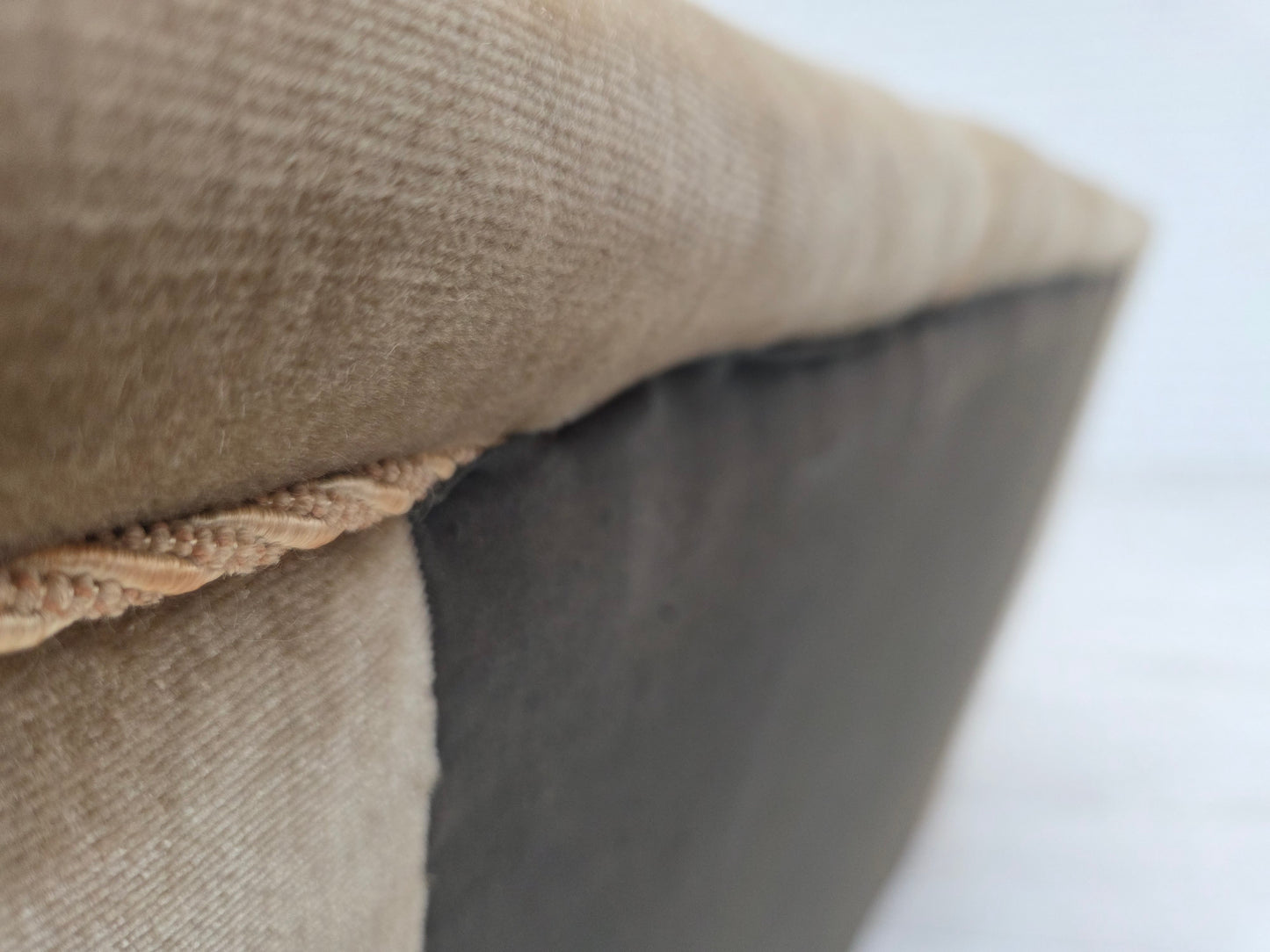 1960s, Danish 3-seater sofa, green furniture velour, oak wood legs.