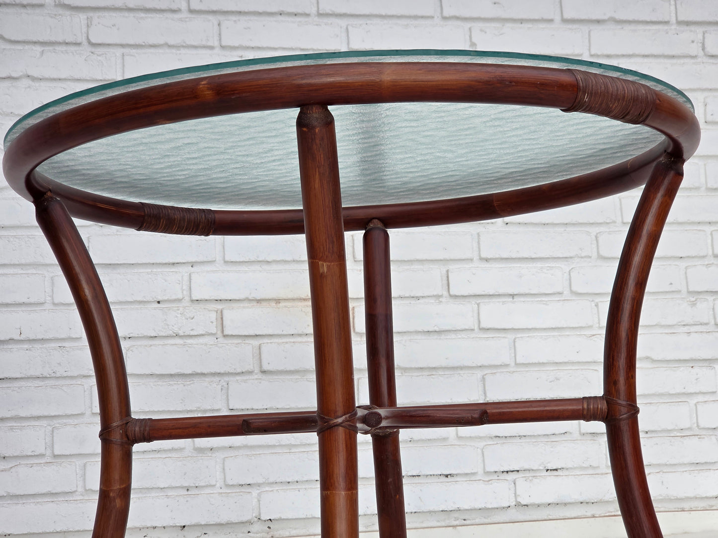 1970s, Danish coffee armchairs set, rattan, nubuck fabric.