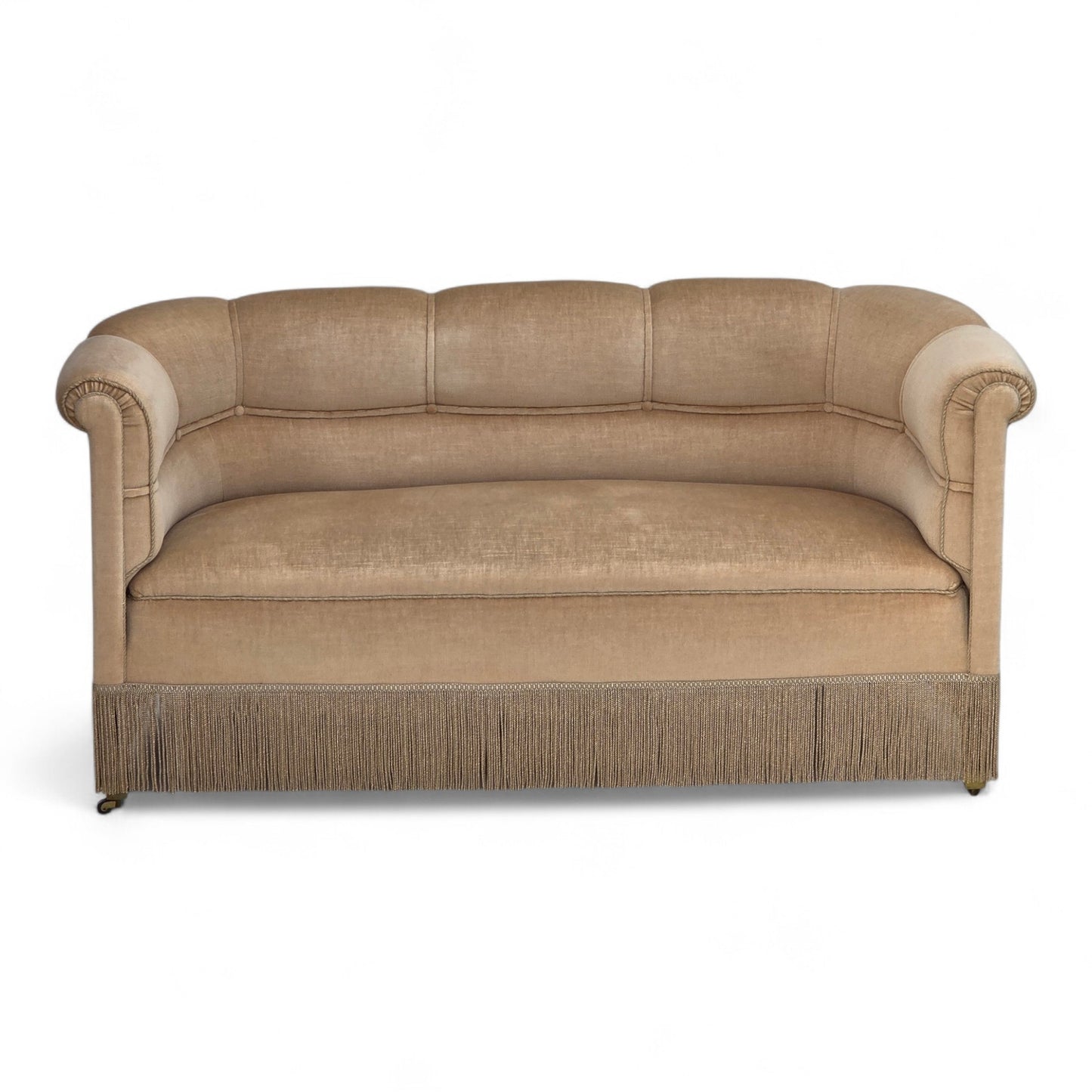 1950s, Danish 2-seater sofa, furniture velour, teak wood legs.