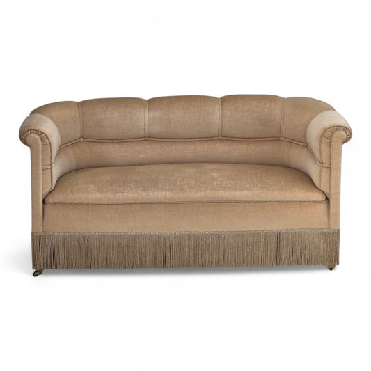 1950s, Danish 2-seater sofa, furniture velour, teak wood legs.