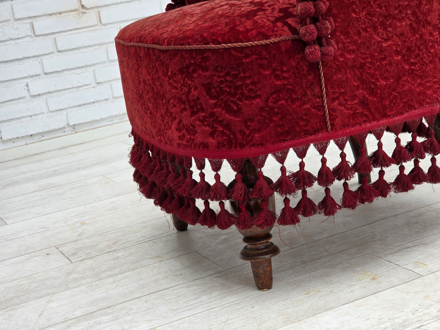 1950s, Danish armchair, furniture velour, beech wood legs.