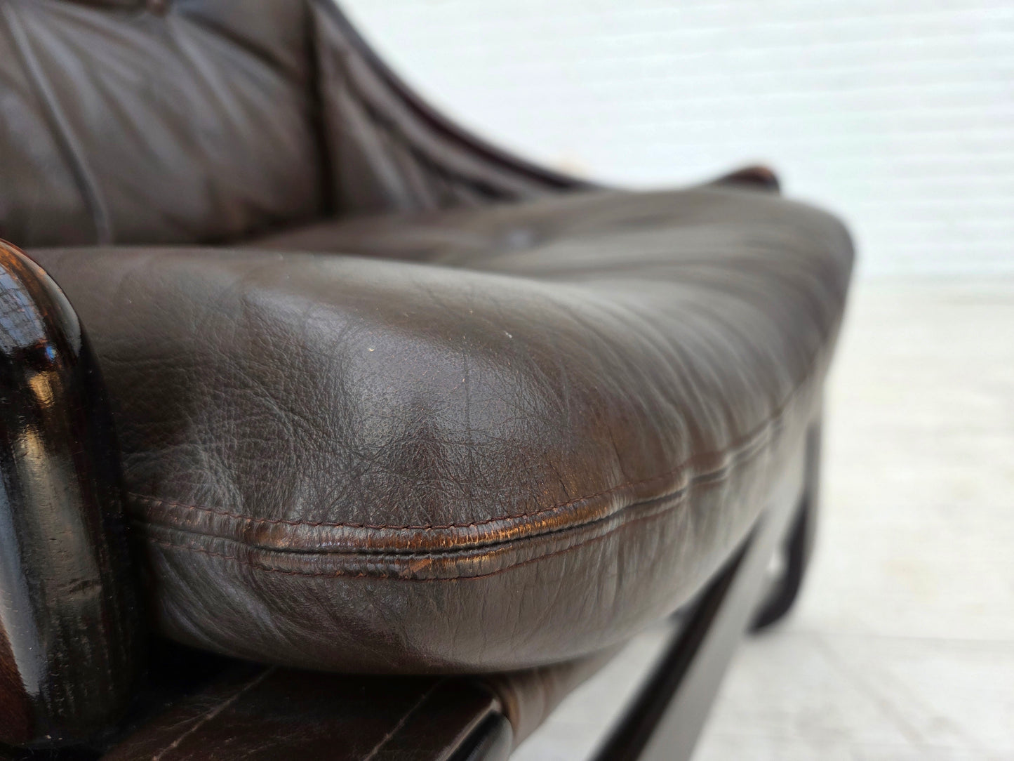 1970s, Swedish design by Åke Fribytter, armchair, furniture leather.