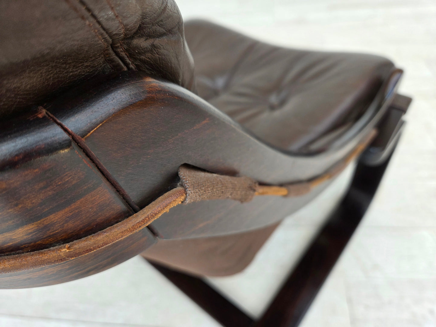 1970s, Swedish design by Åke Fribytter, armchair, furniture leather.