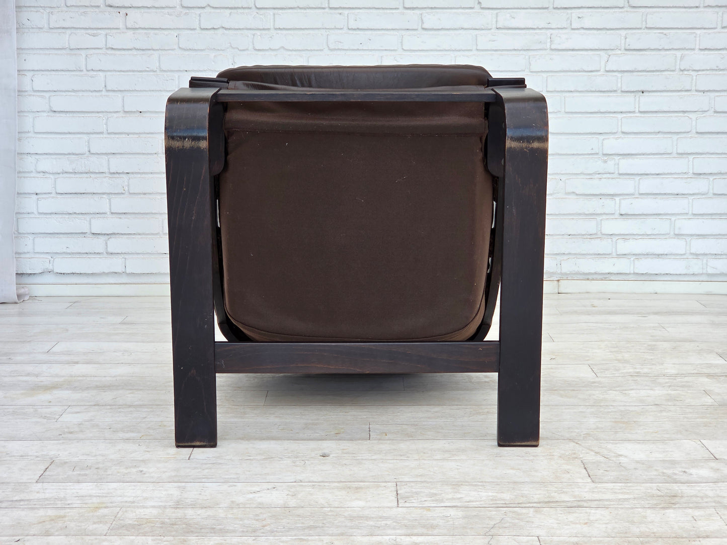 1970s, Swedish design by Åke Fribytter, armchair, furniture leather.