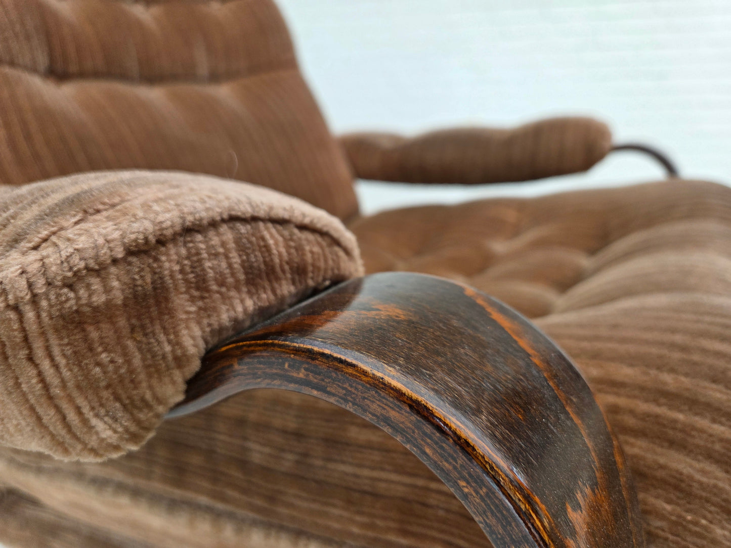 1970s, Danish swivel armchair, brown furniture corduroy.