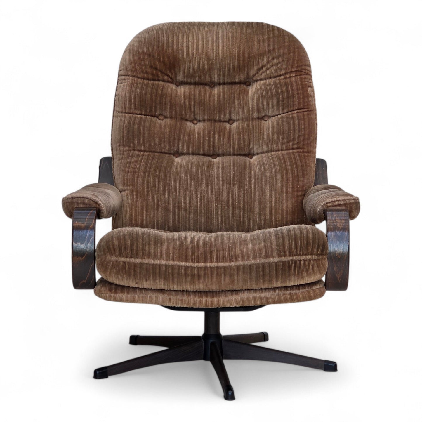 1970s, Danish swivel armchair, brown furniture corduroy.