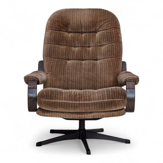 1970s, Danish swivel armchair, brown furniture corduroy.