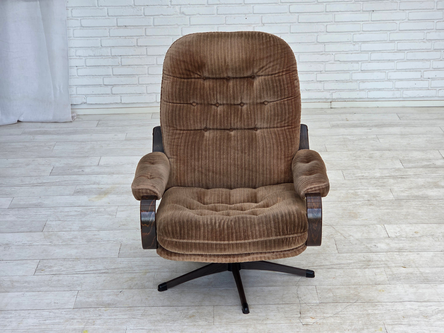 1970s, Danish swivel armchair, brown furniture corduroy.