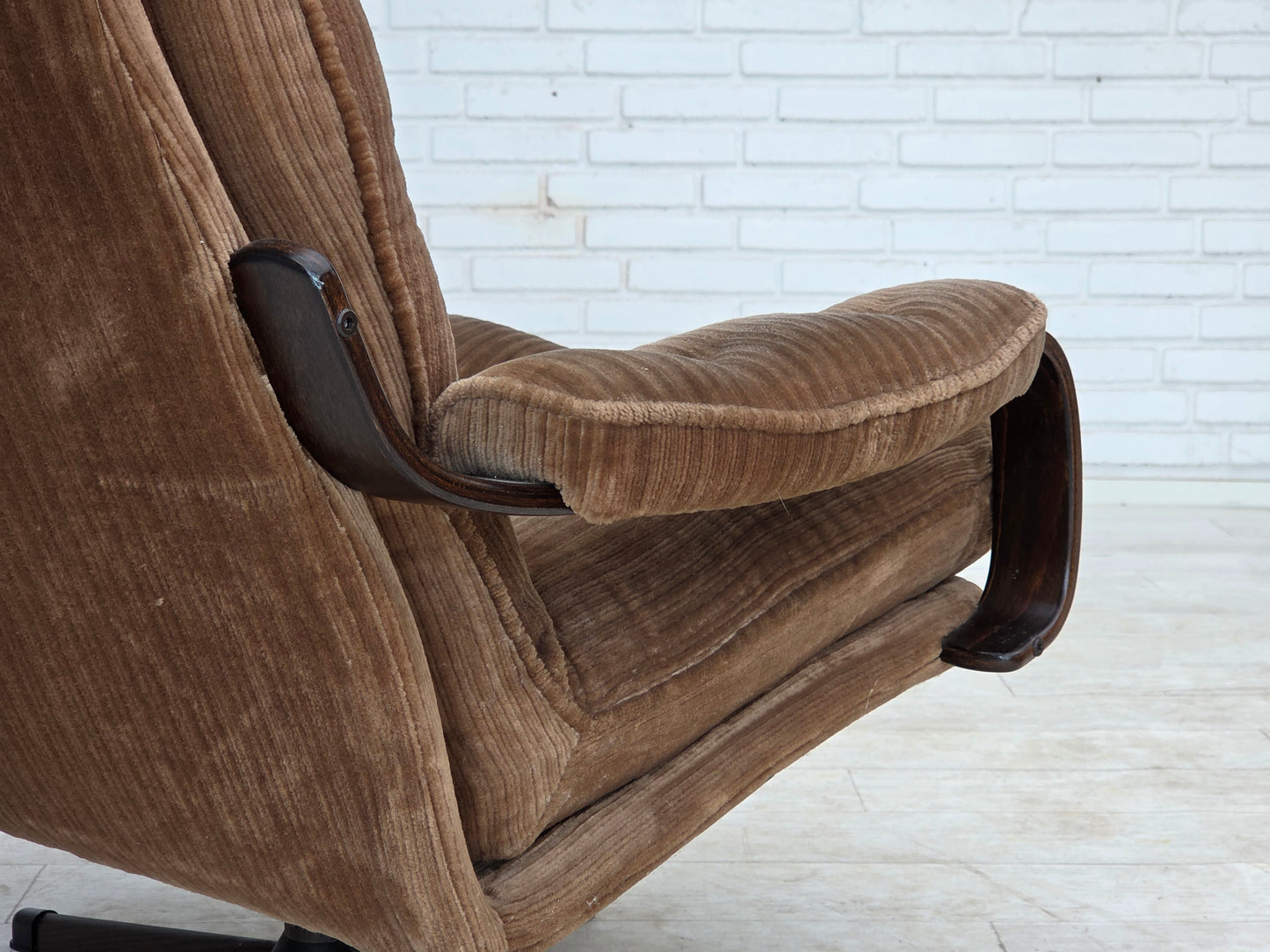1970s, Danish swivel armchair, brown furniture corduroy.