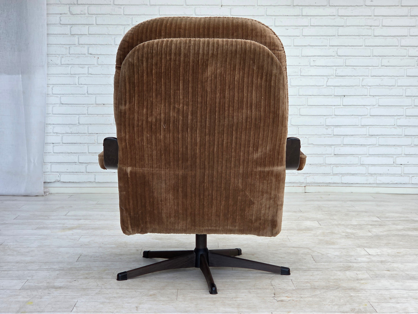 1970s, Danish swivel armchair, brown furniture corduroy.