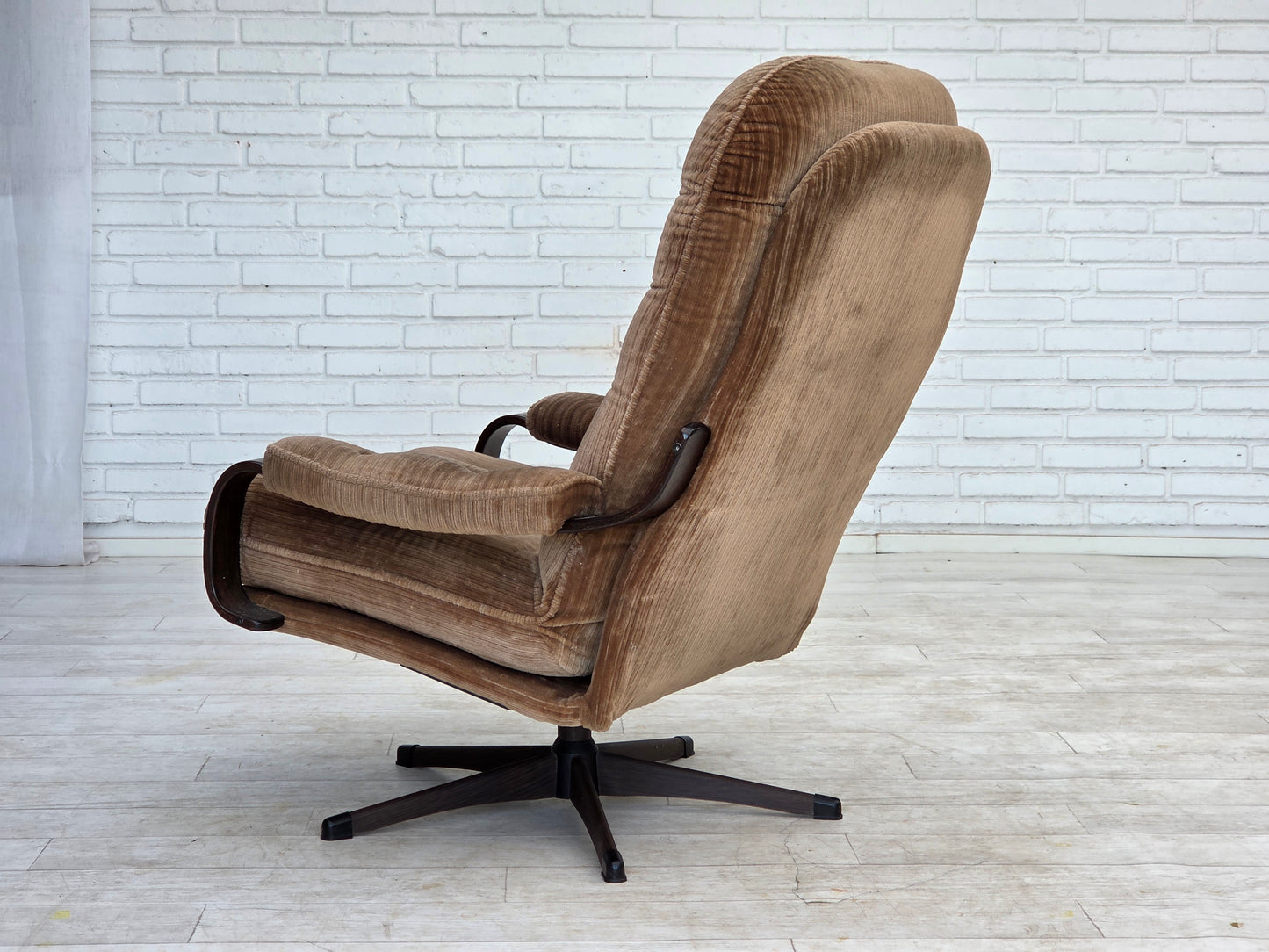 1970s, Danish swivel armchair, brown furniture corduroy.