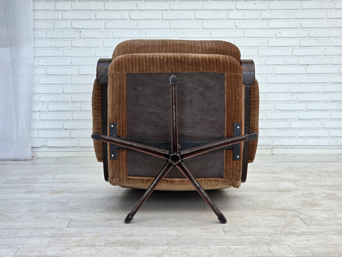 1970s, Danish swivel armchair, brown furniture corduroy.