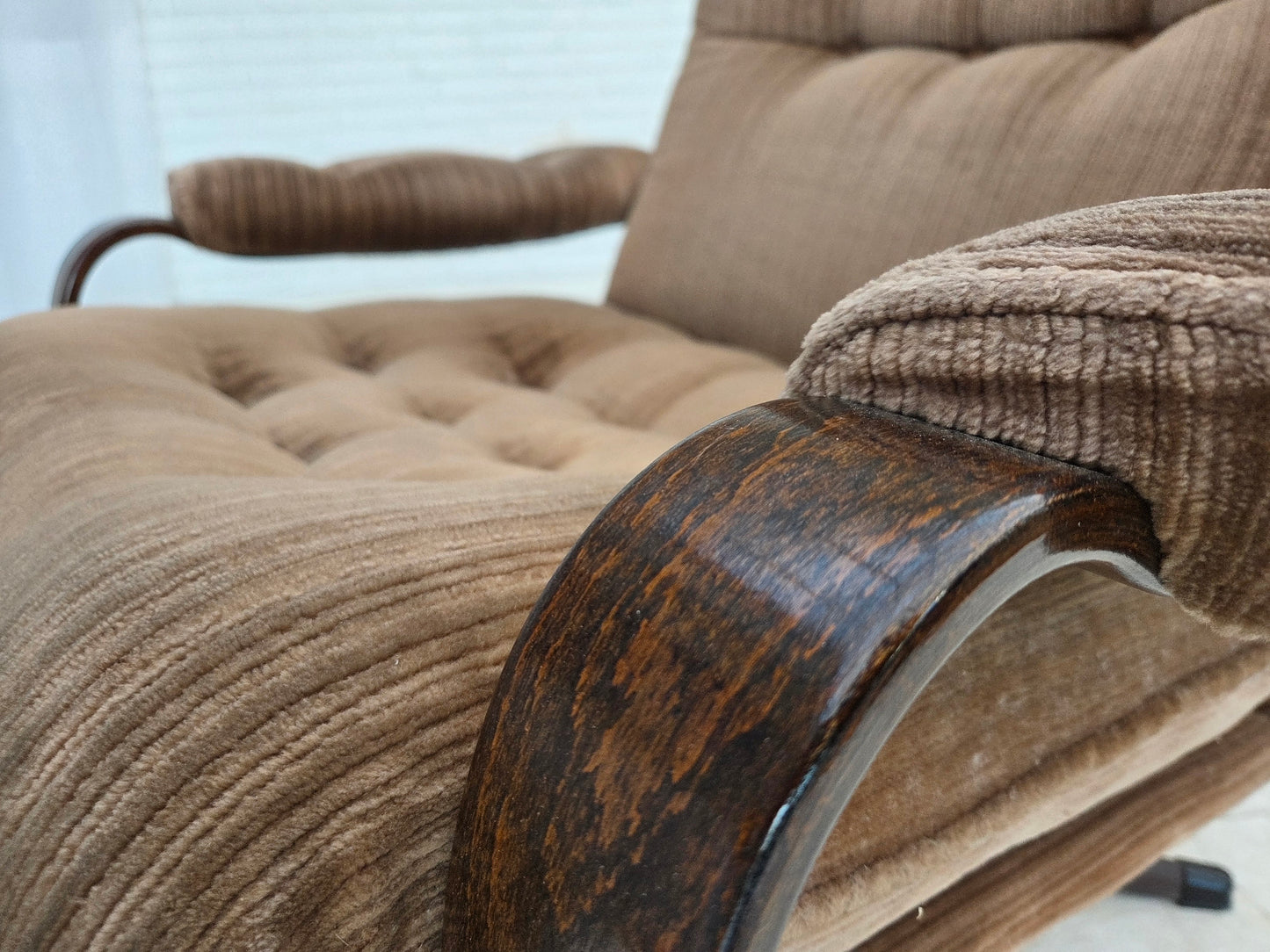 1970s, Danish swivel armchair, brown furniture corduroy.