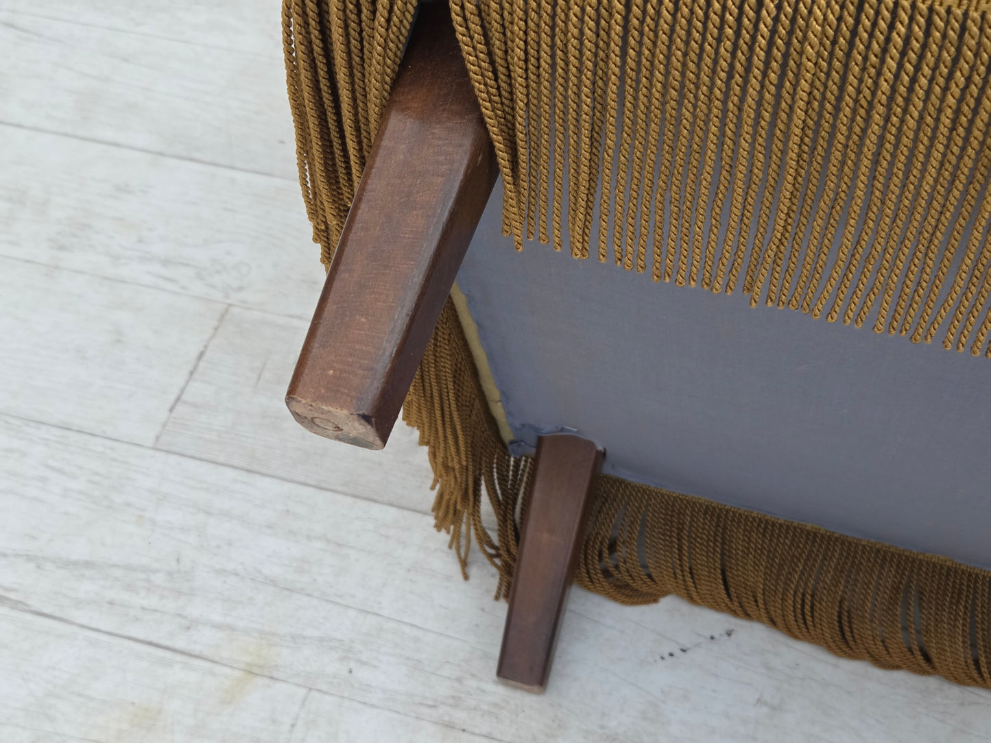1970s, Danish highback armchair, honey yellow furniture velour.