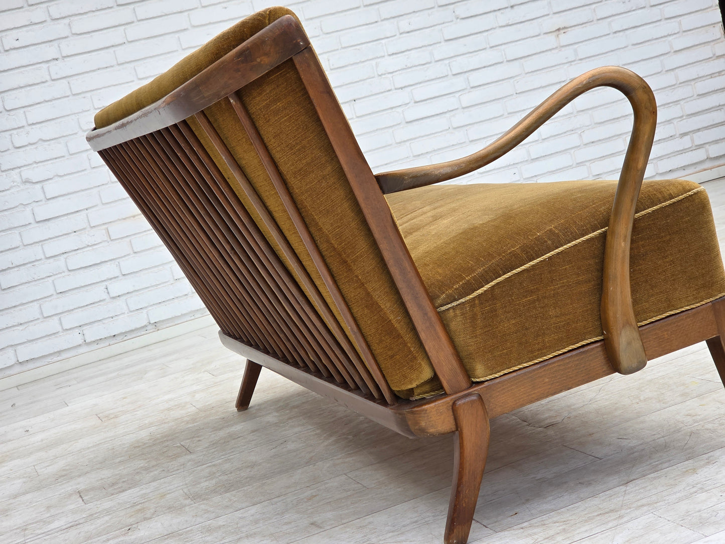 1960s, Danish design by Alfred Christensen, 2-seater sofa, green furniture velour.