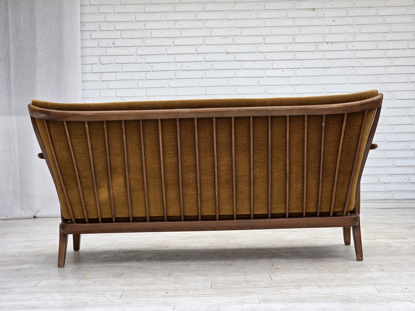 1960s, Danish design by Alfred Christensen, 2-seater sofa, green furniture velour.