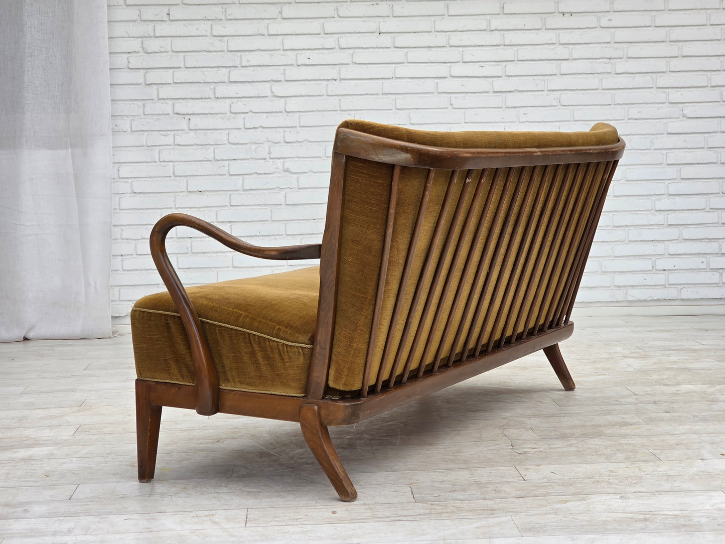 1960s, Danish design by Alfred Christensen, 2-seater sofa, green furniture velour.