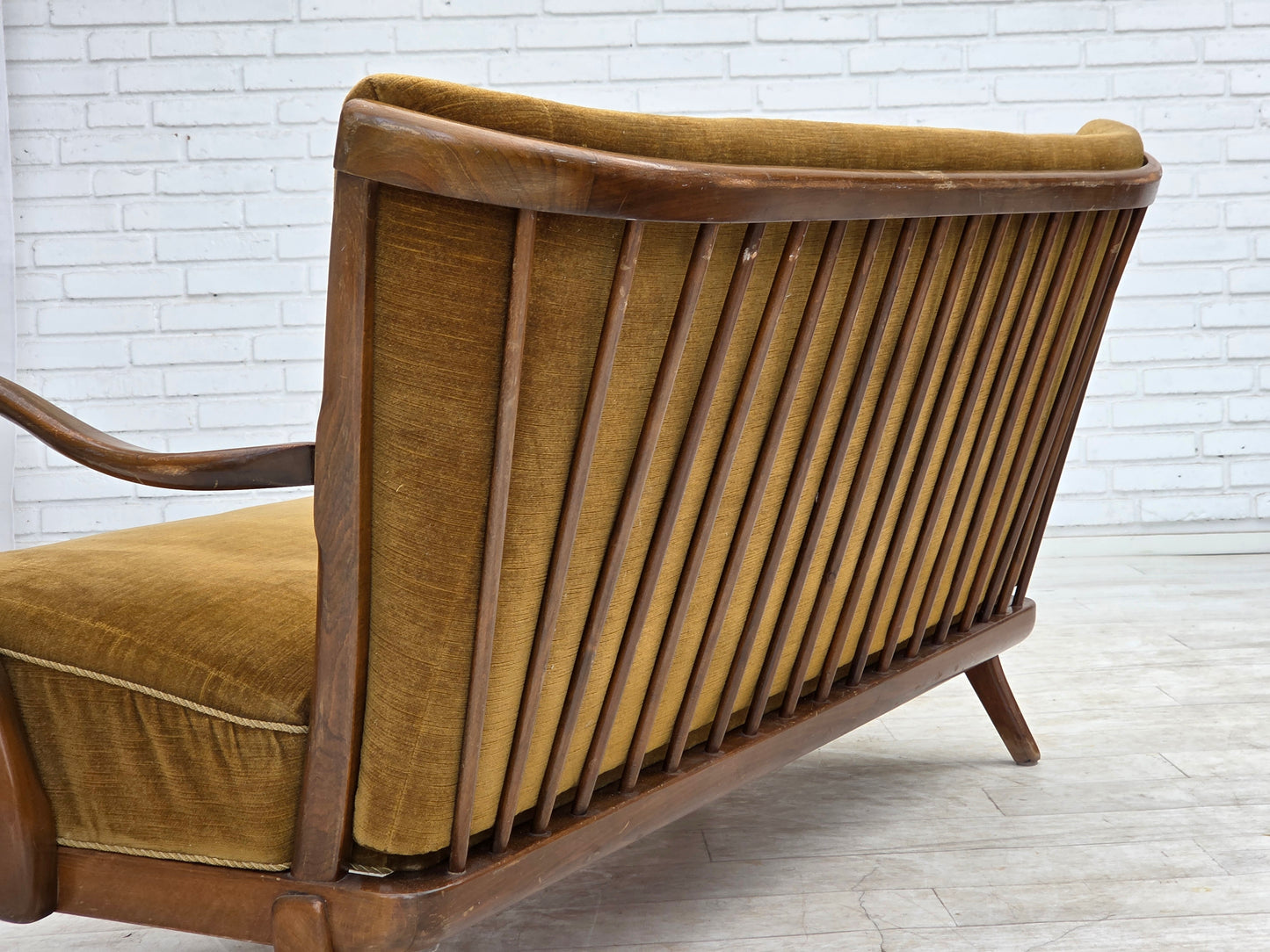 1960s, Danish design by Alfred Christensen, 2-seater sofa, green furniture velour.