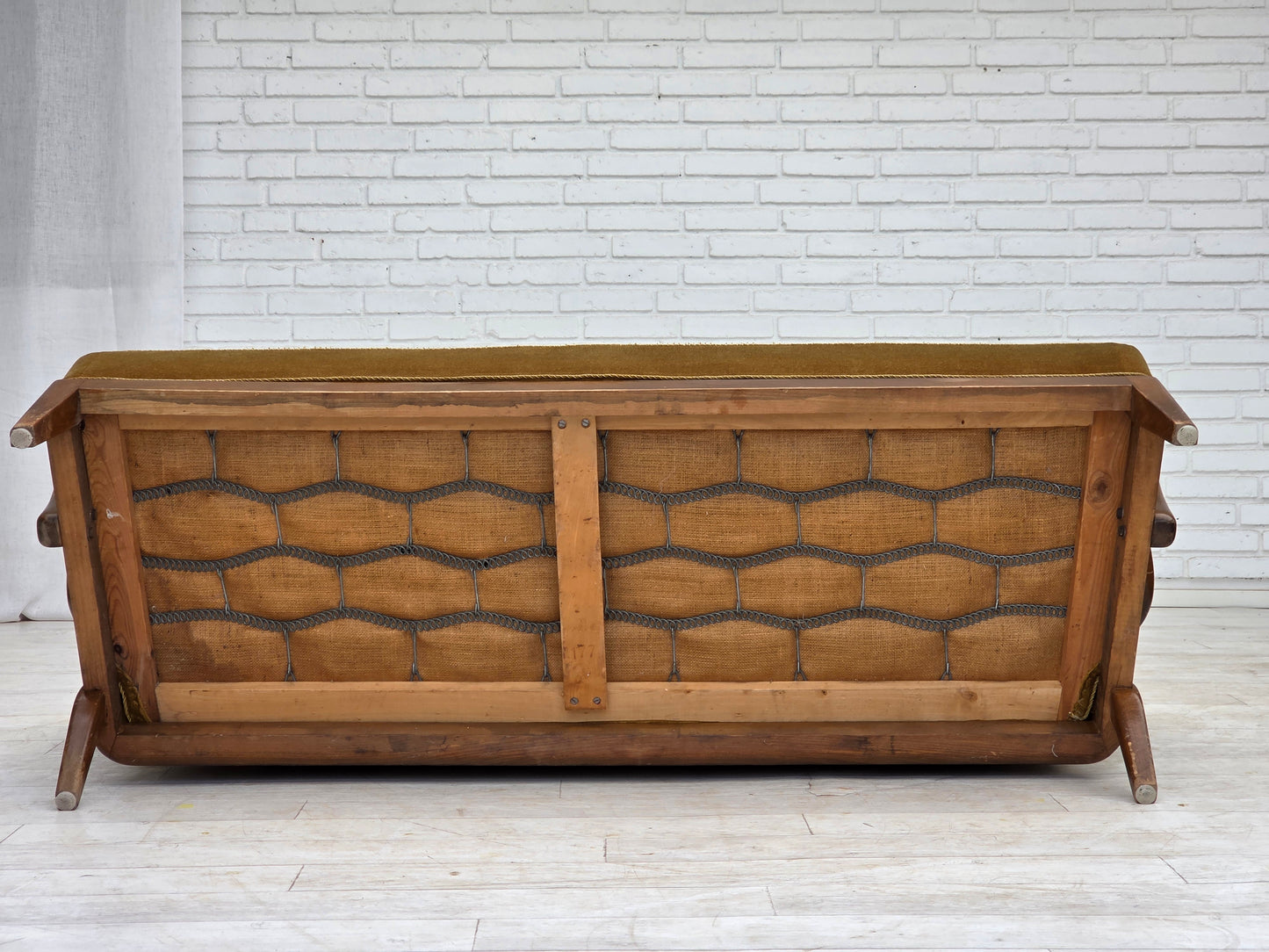 1960s, Danish design by Alfred Christensen, 2-seater sofa, green furniture velour.