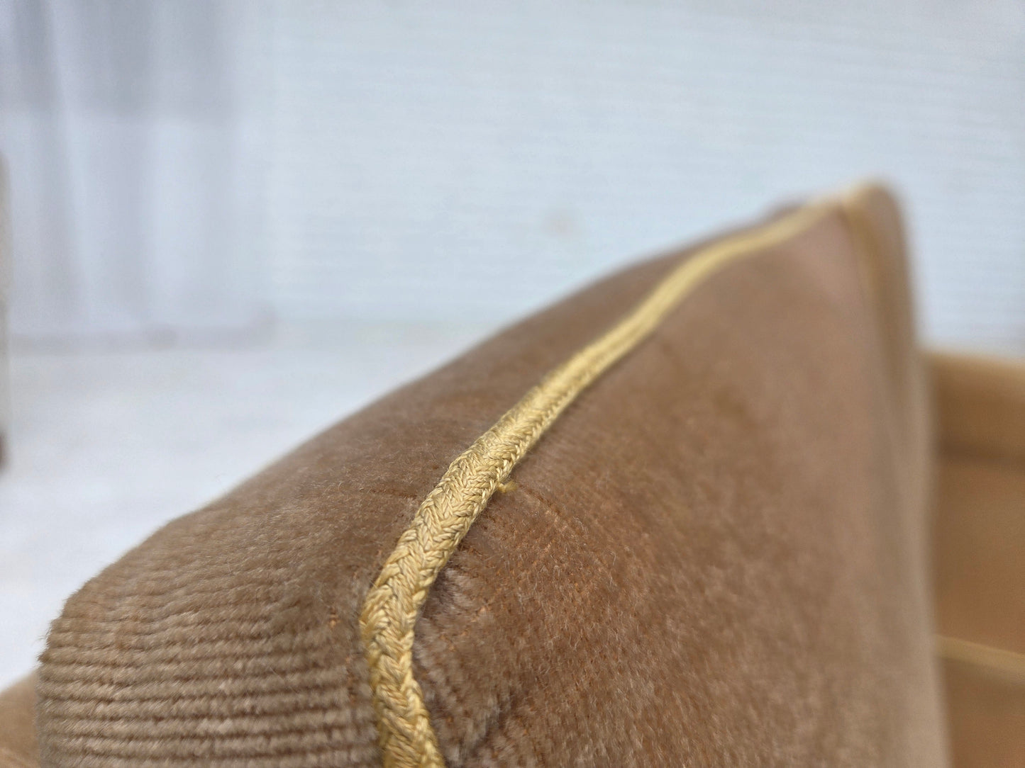 1970s, Danish 2-seater sofa, honey yellow furniture velour.