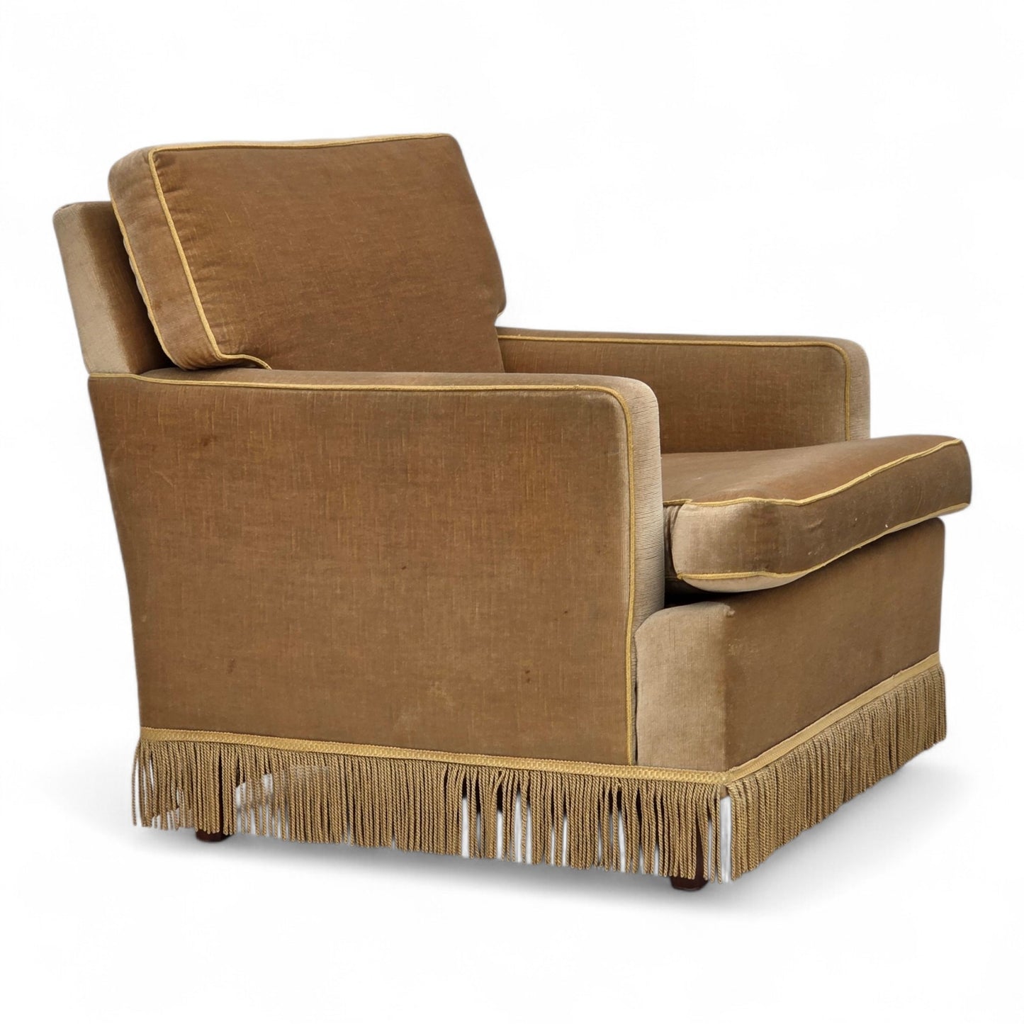 1970s, Danish armchair, honey yellow furniture velour.