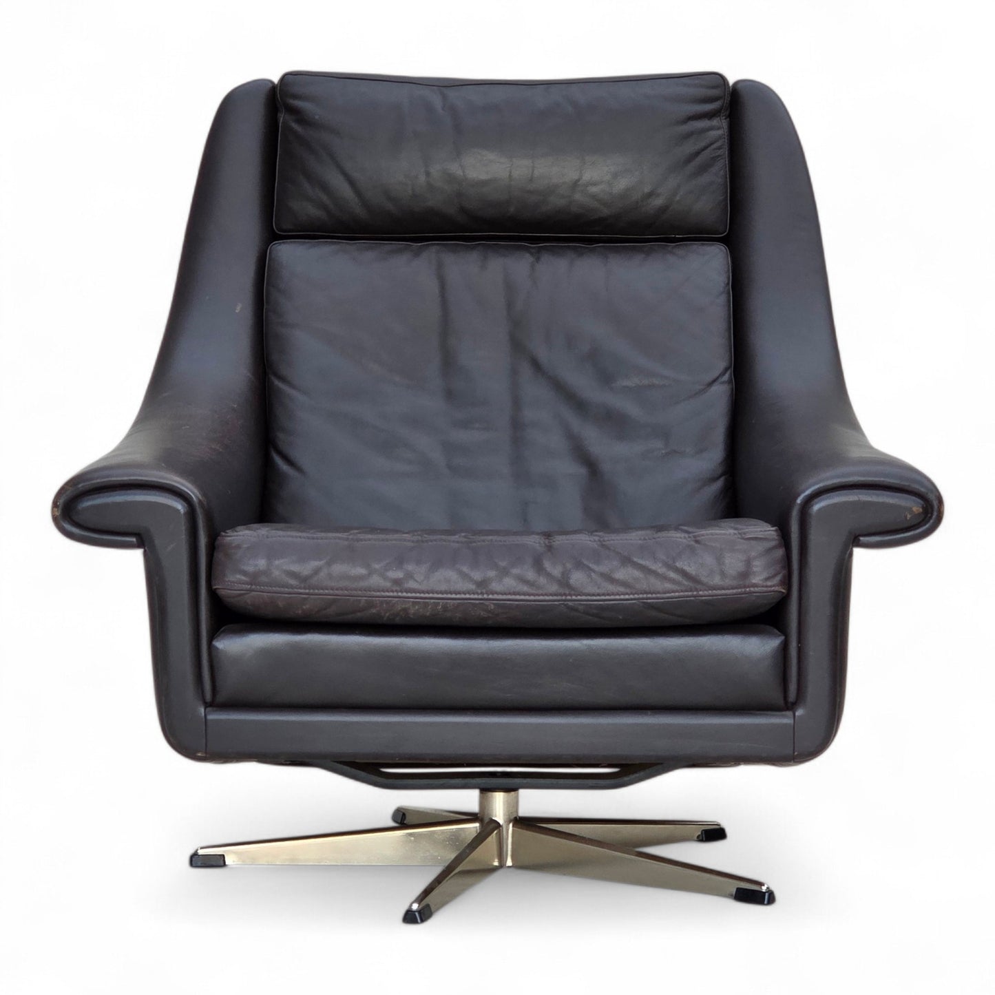 1960s, Danish highback swivel armchair by Aage Christensen, furniture leather.