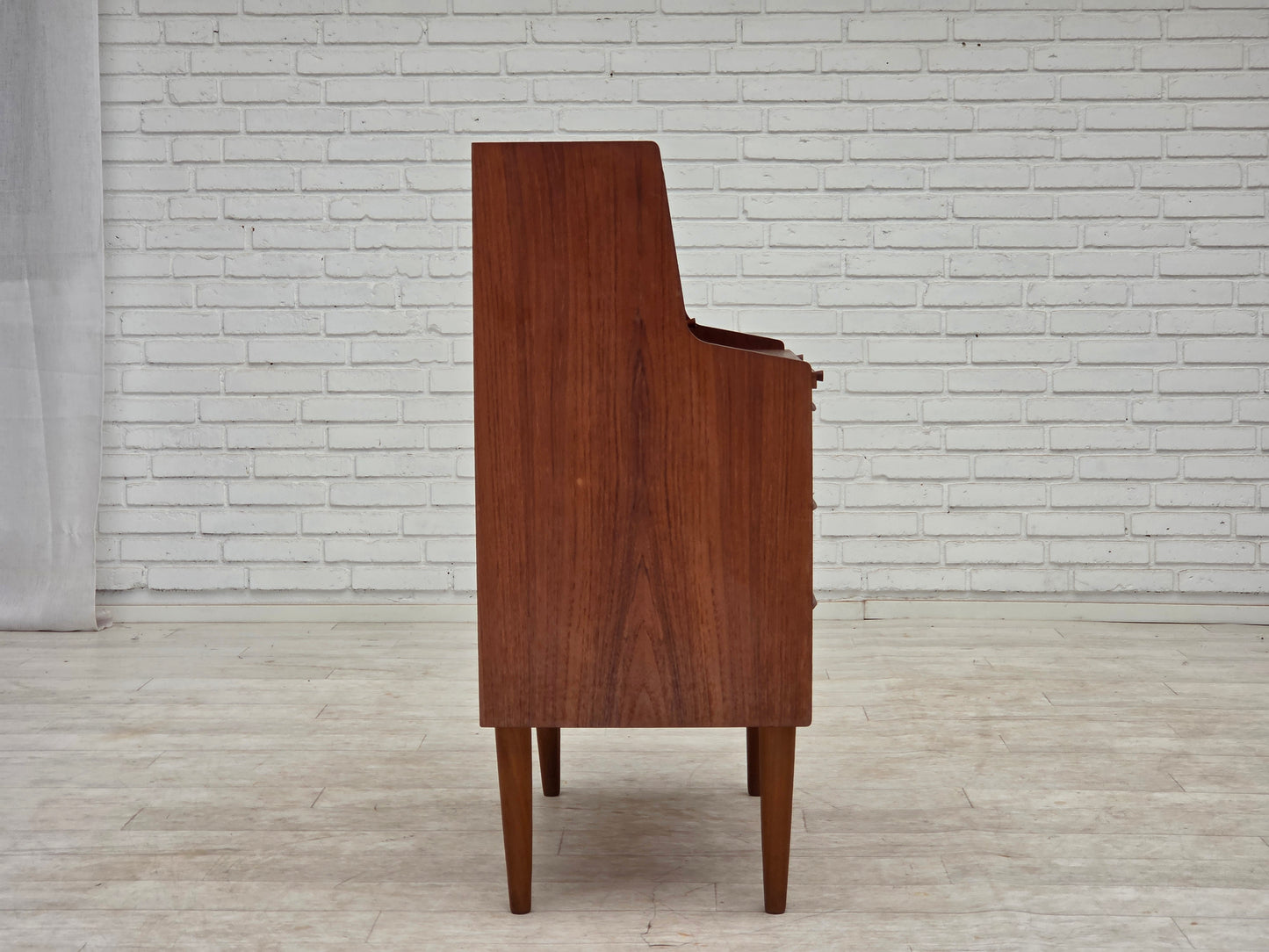 1970s, Danish chest of drawers with a folding mirror, teak wood.