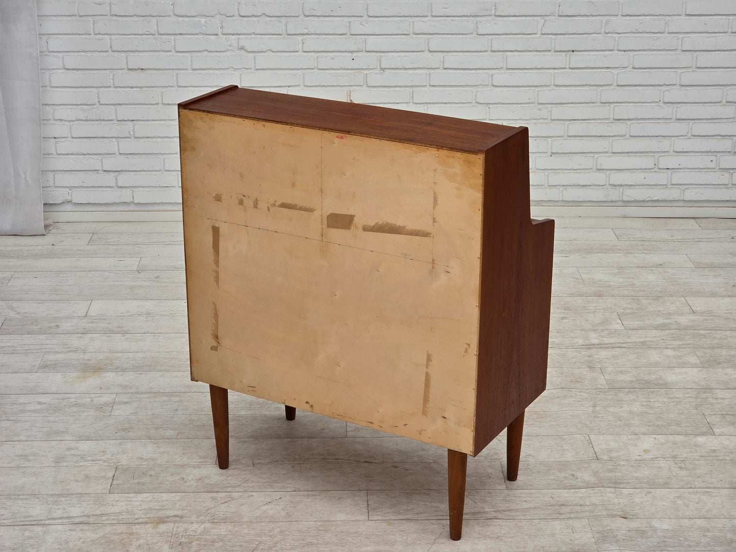 1970s, Danish chest of drawers with a folding mirror, teak wood.