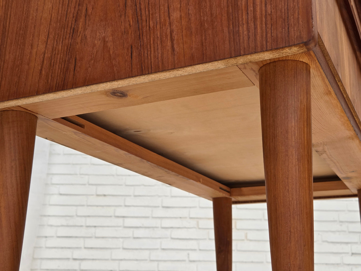 1970s, Danish chest of drawers with a folding mirror, teak wood.