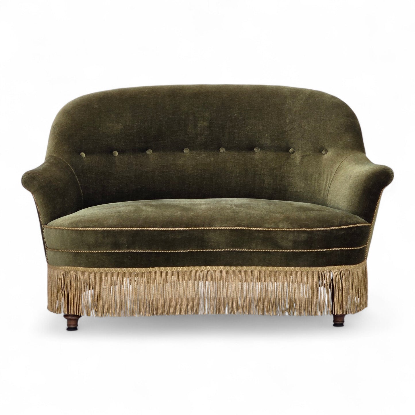 1960s, Danish 2-seater sofa, green furniture velour.
