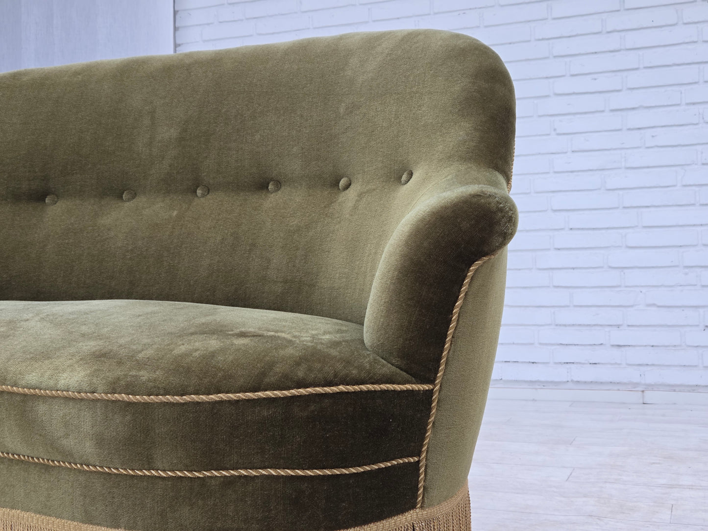 1960s, Danish 2-seater sofa, green furniture velour.