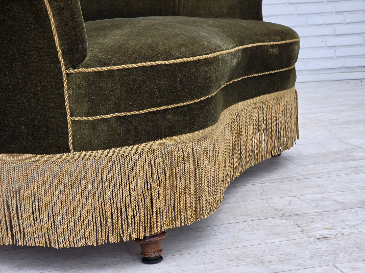 1960s, Danish 2-seater sofa, green furniture velour.