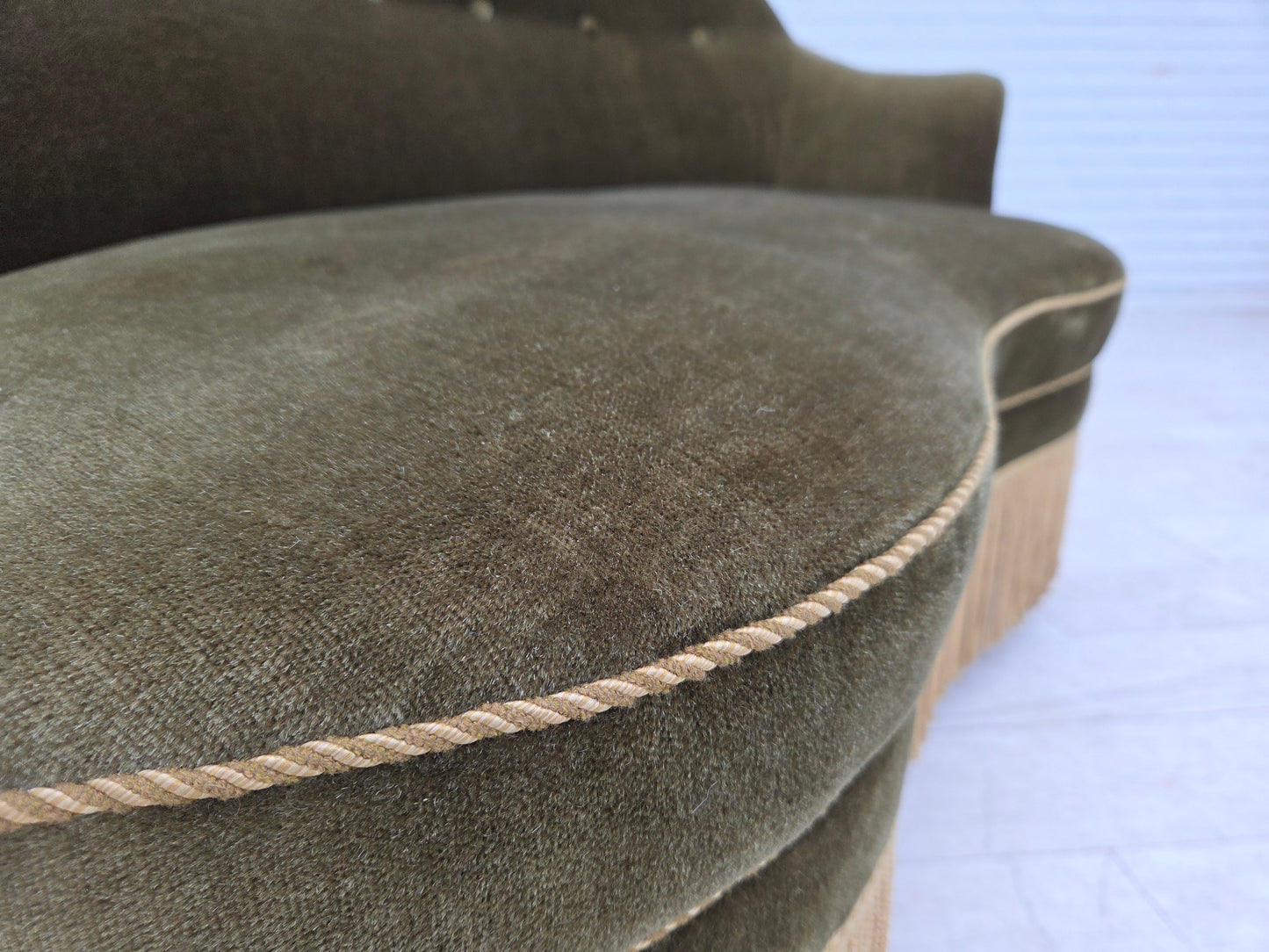 1960s, Danish 2-seater sofa, green furniture velour.