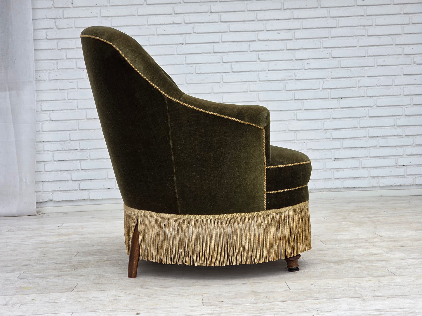 1960s, Danish 2-seater sofa, green furniture velour.
