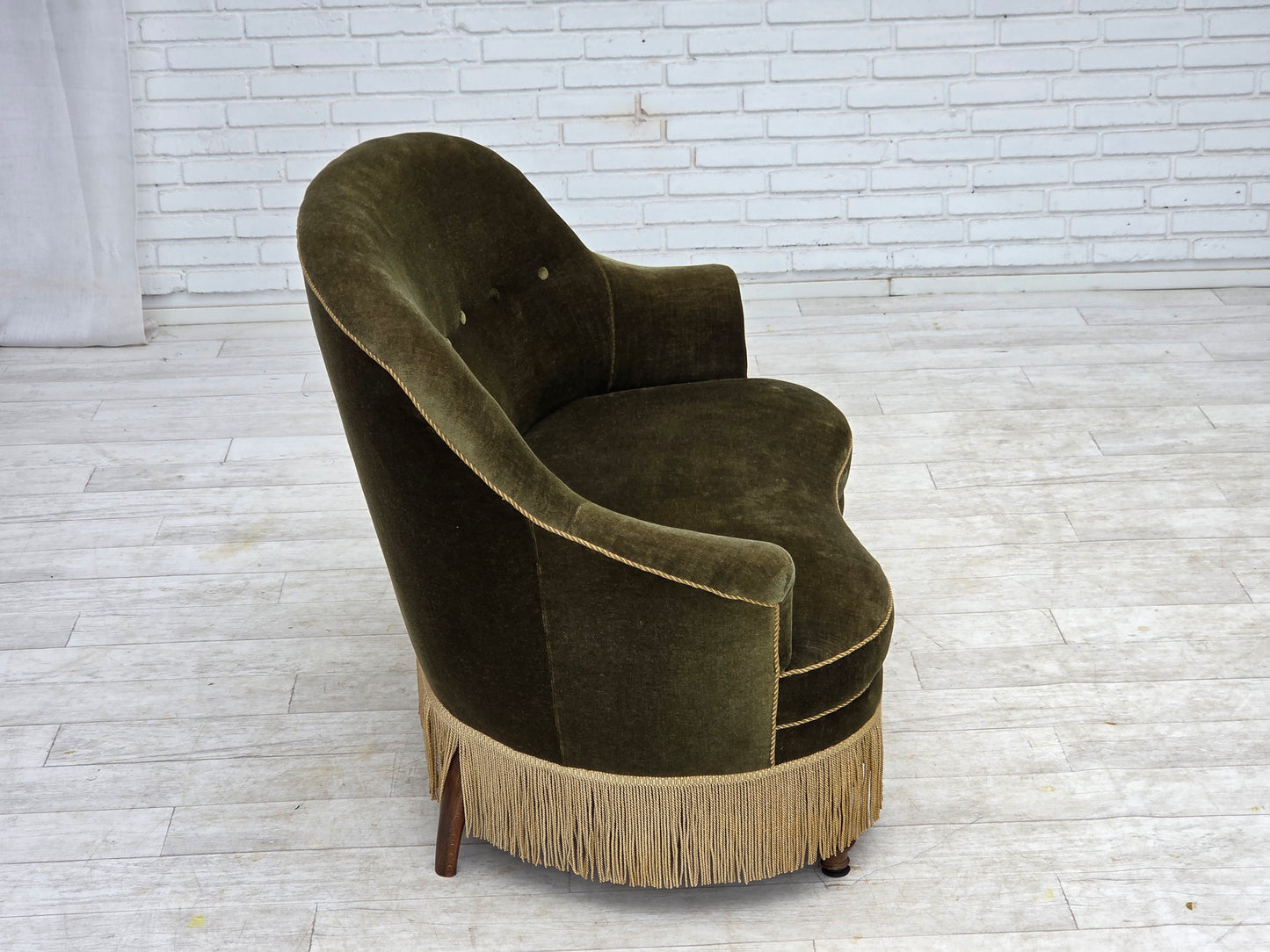 1960s, Danish 2-seater sofa, green furniture velour.