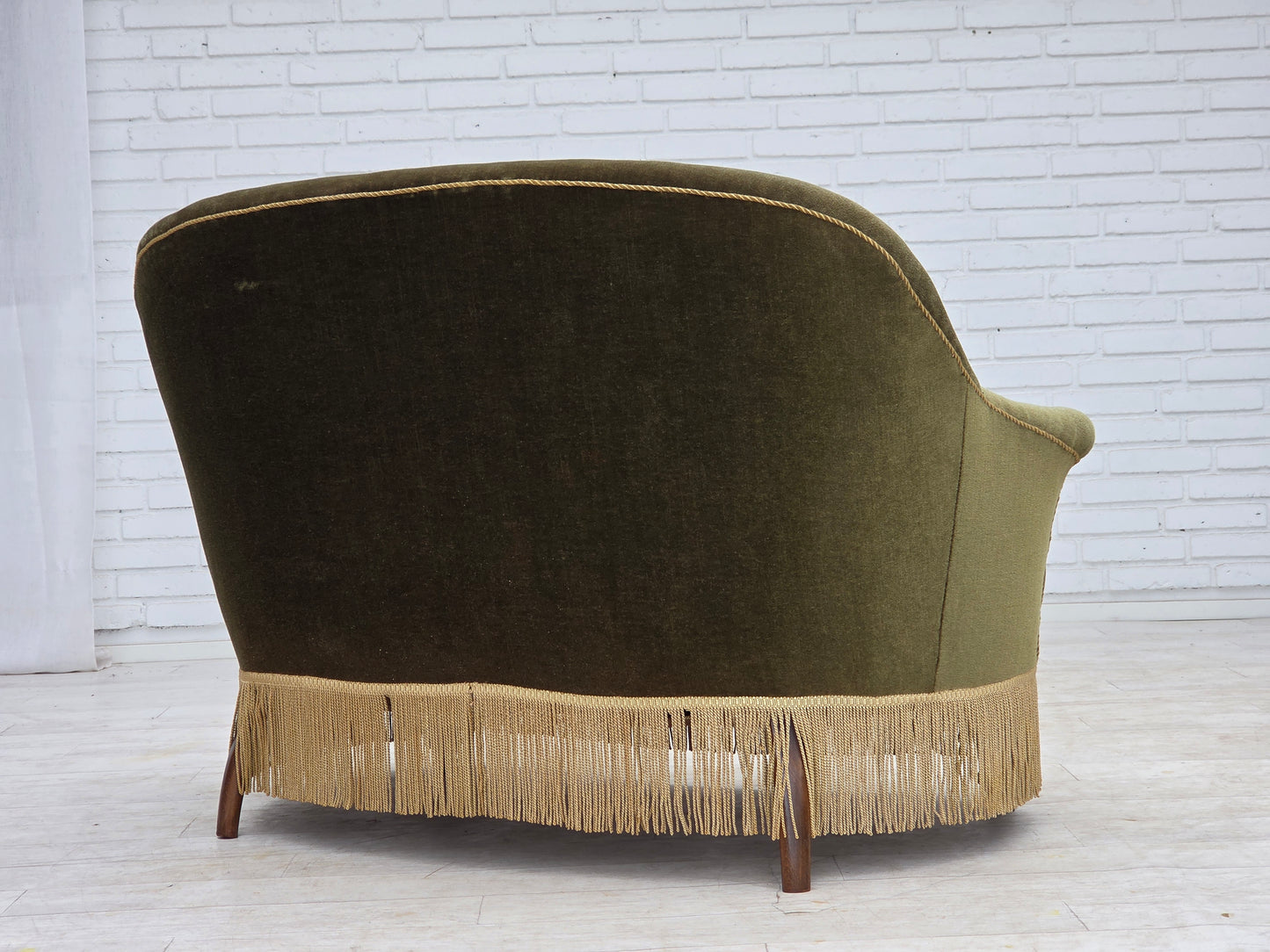 1960s, Danish 2-seater sofa, green furniture velour.