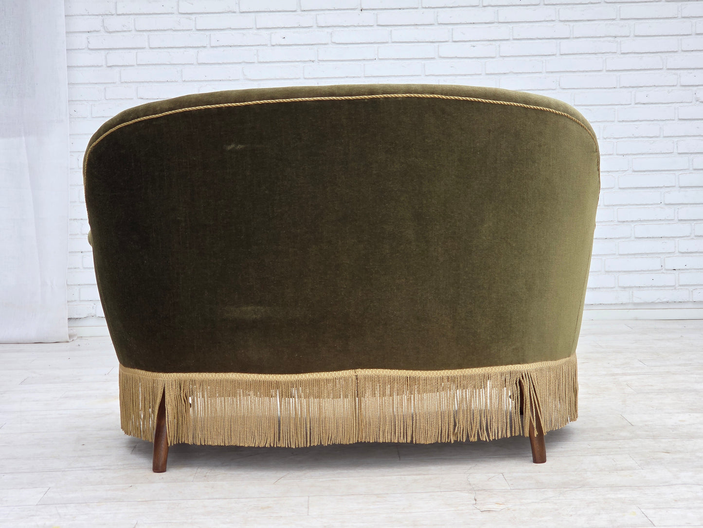 1960s, Danish 2-seater sofa, green furniture velour.