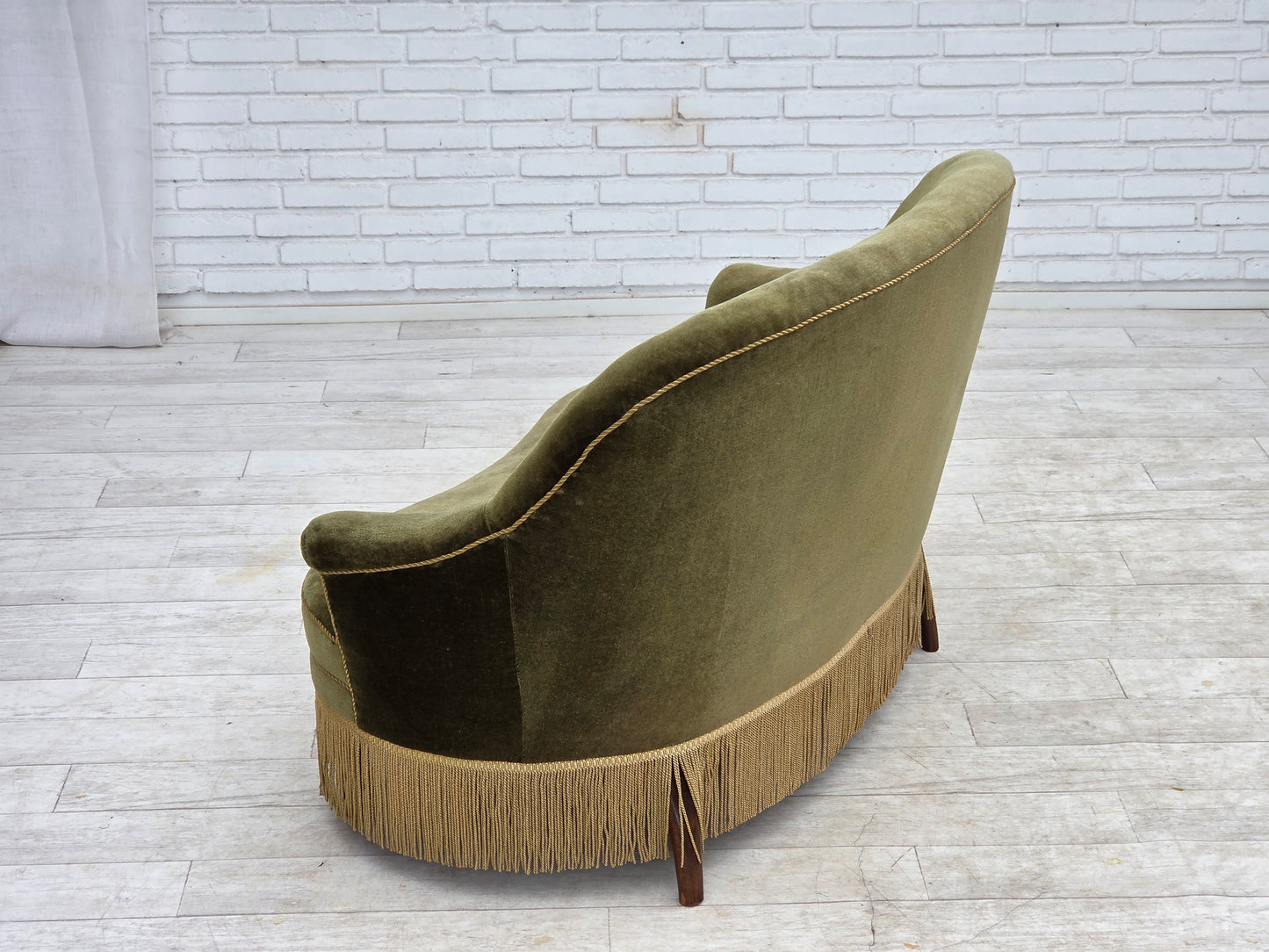 1960s, Danish 2-seater sofa, green furniture velour.
