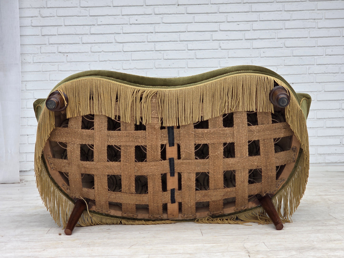 1960s, Danish 2-seater sofa, green furniture velour.