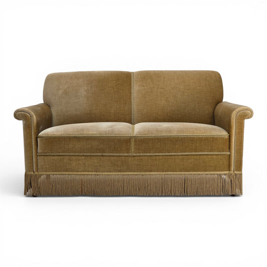 1970s, Danish 2-seater sofa, green furniture velour.