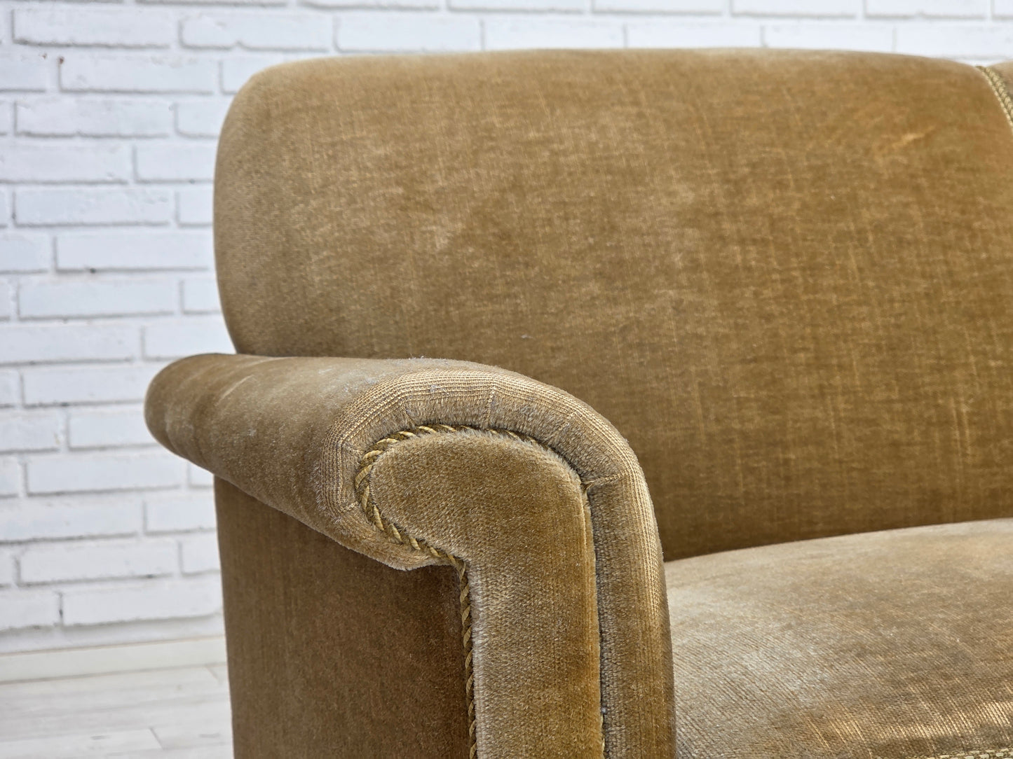 1970s, Danish 2-seater sofa, green furniture velour.