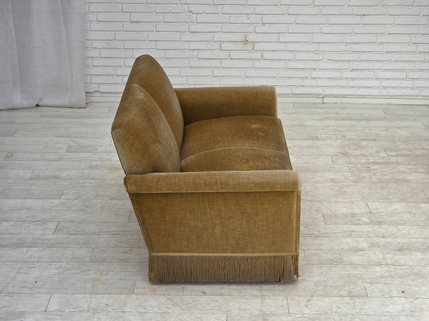 1970s, Danish 2-seater sofa, green furniture velour.