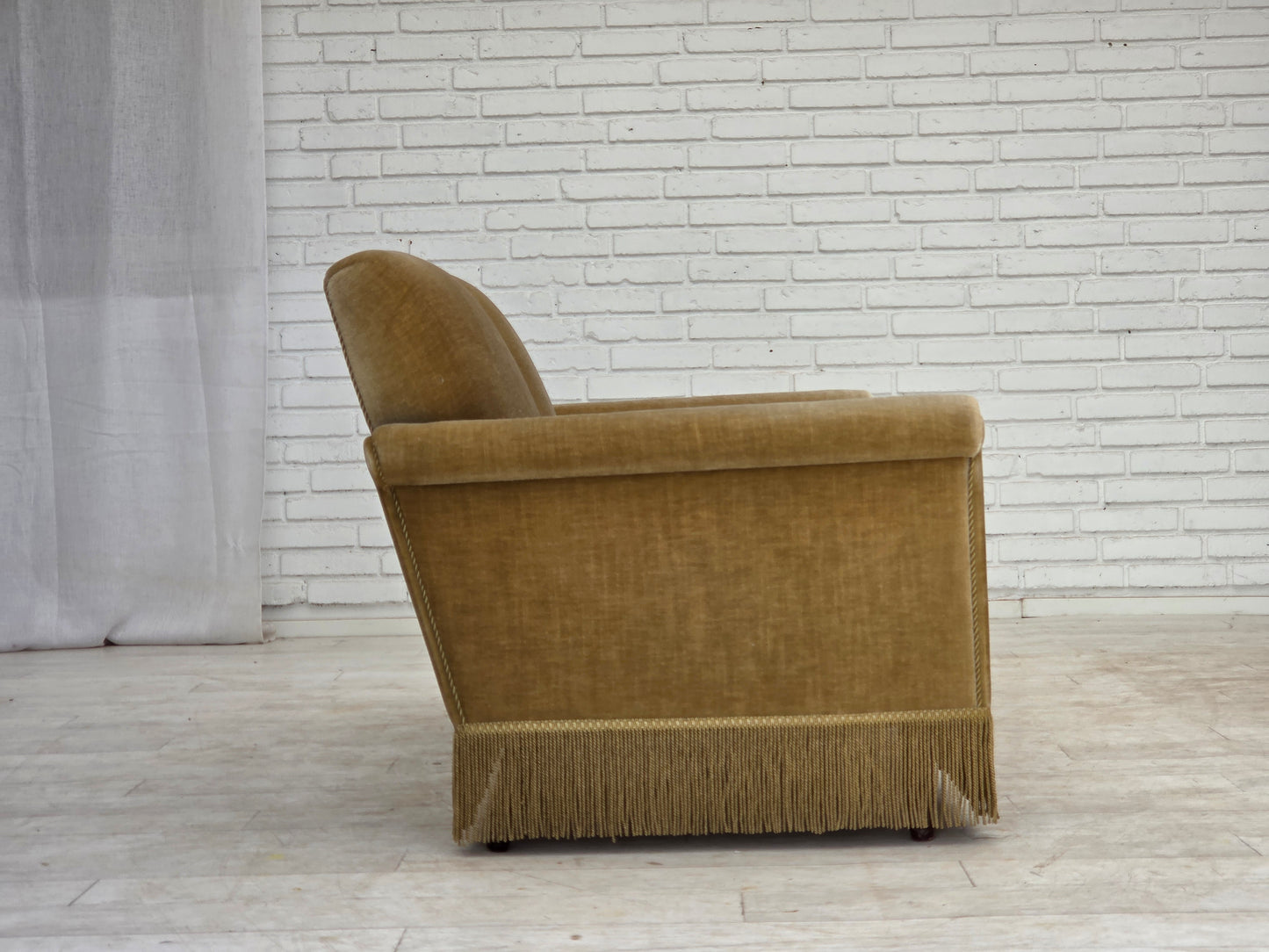 1970s, Danish 2-seater sofa, green furniture velour.