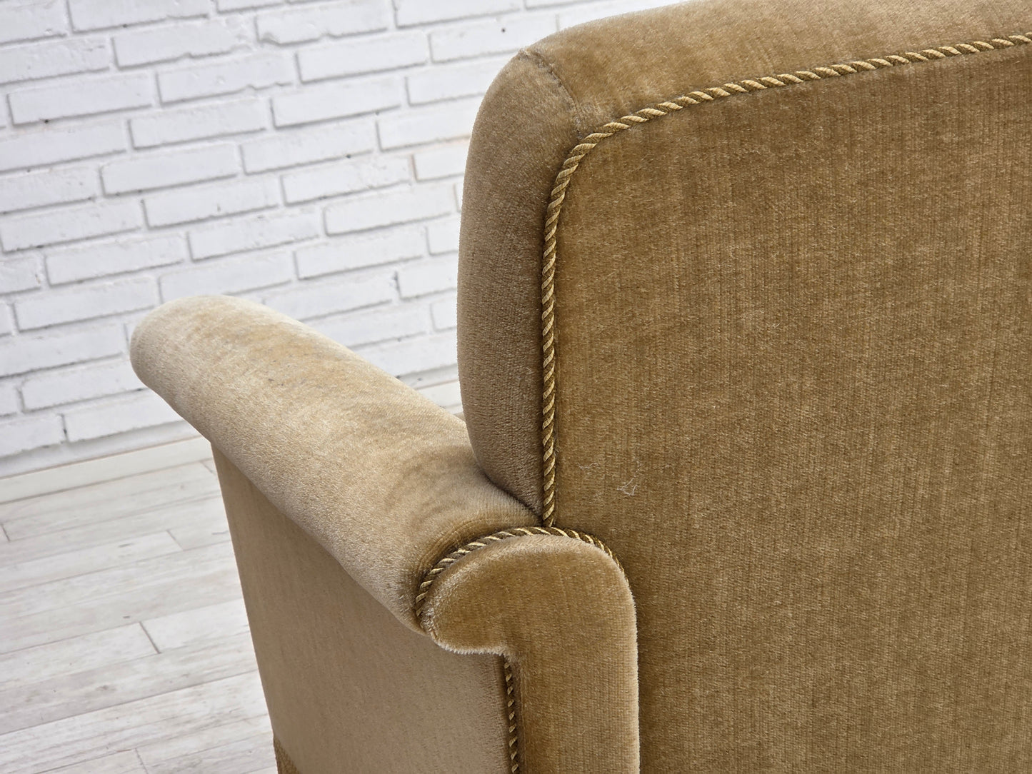 1970s, Danish 2-seater sofa, green furniture velour.
