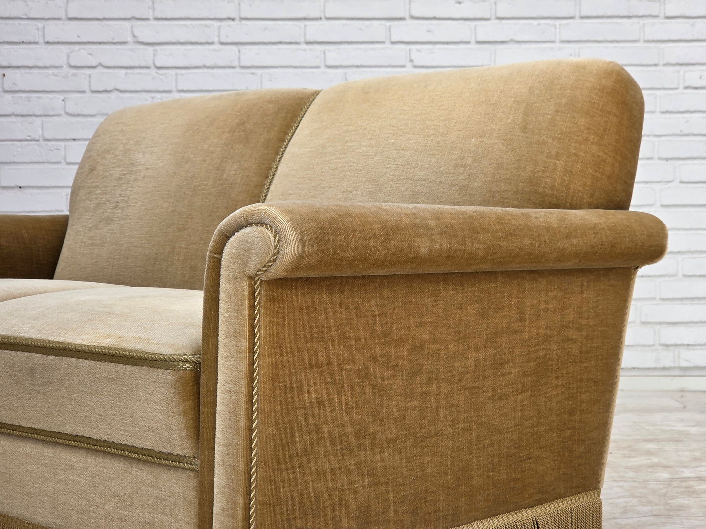 1970s, Danish 2-seater sofa, green furniture velour.
