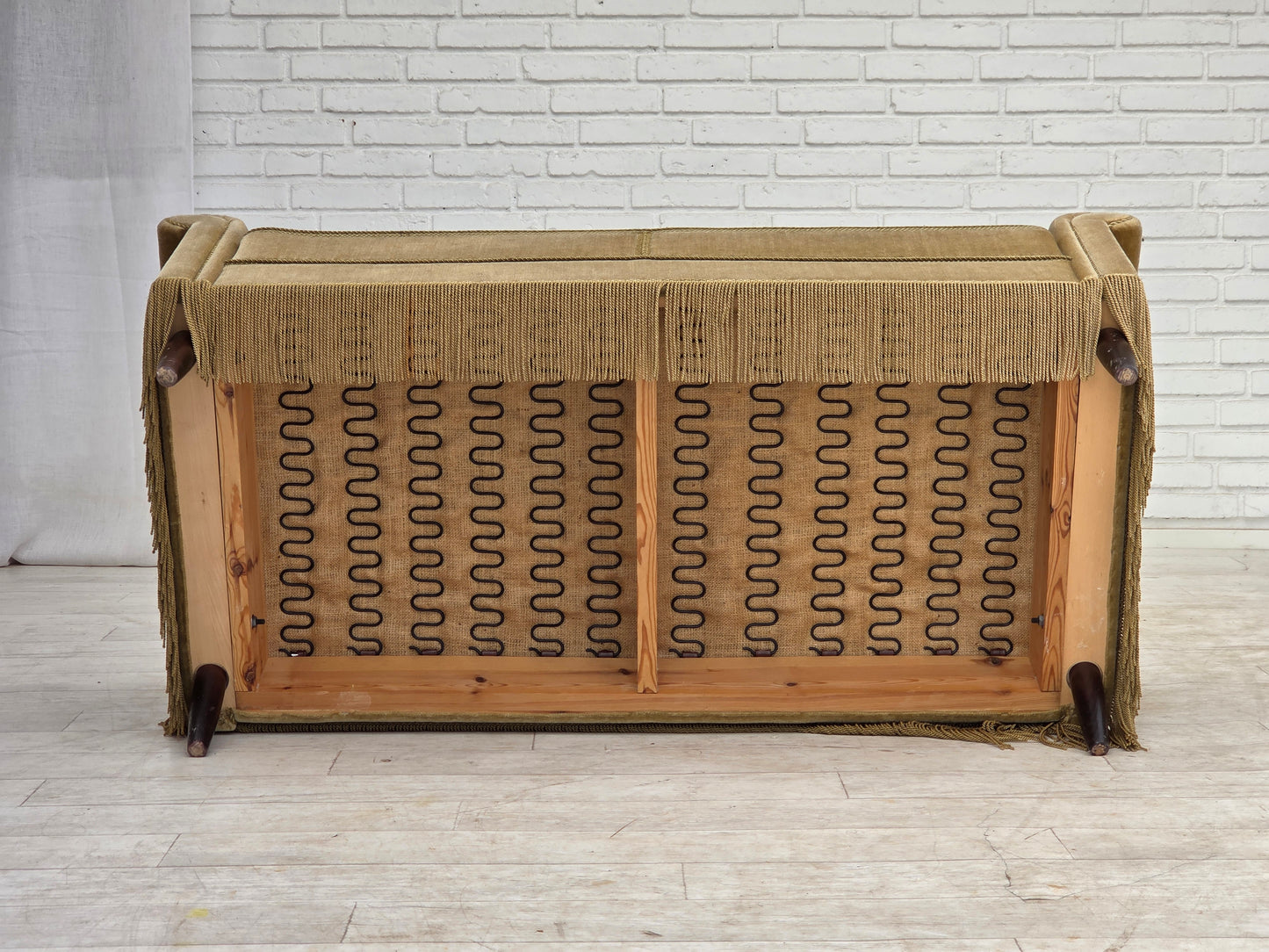 1970s, Danish 2-seater sofa, green furniture velour.