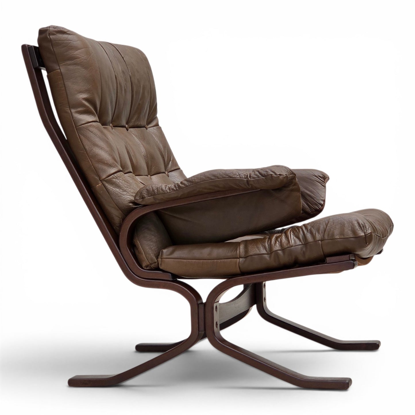 1970s, Scandinavian design, armchair in brown furniture leather.