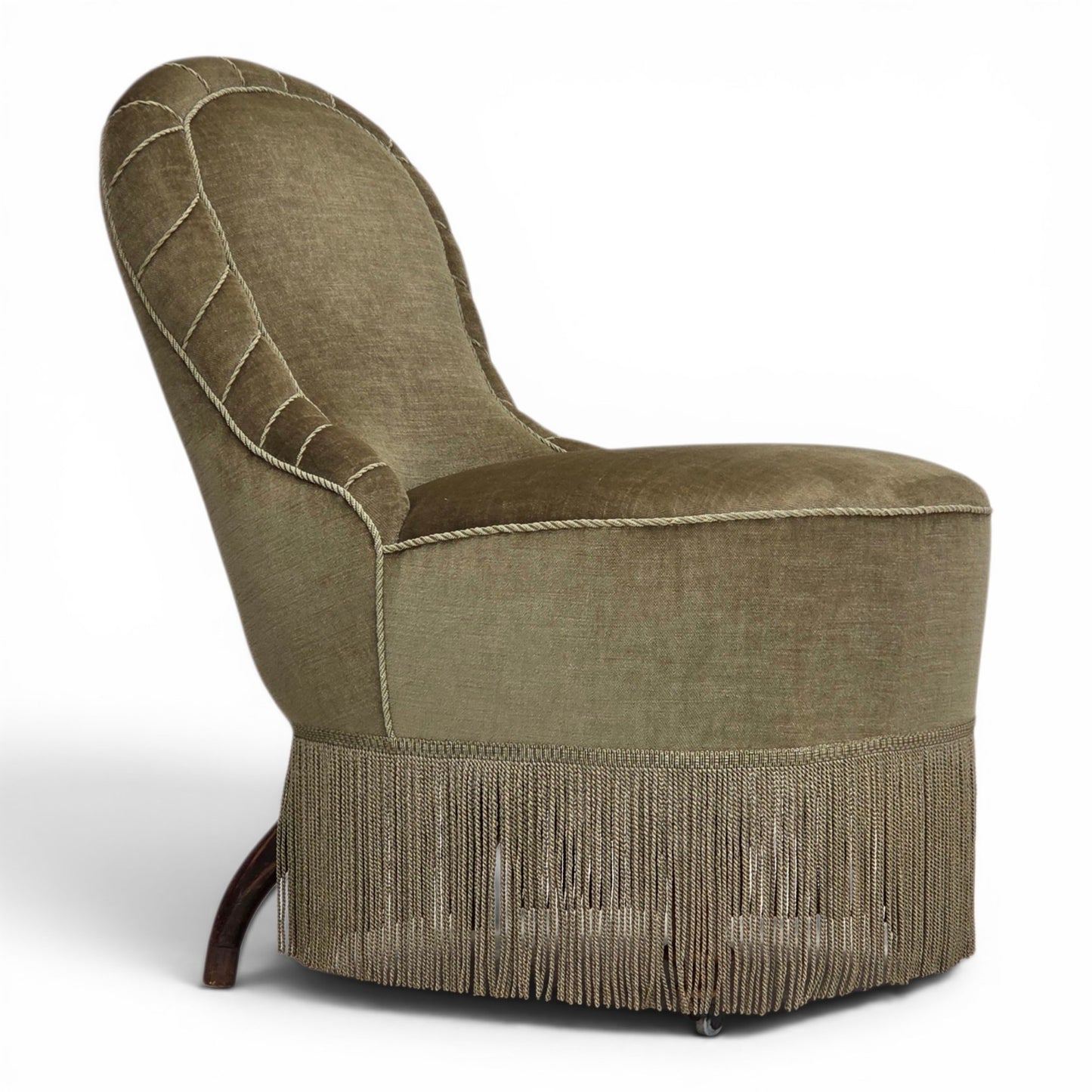 1960s, Danish easy chair, original green furniture velour.