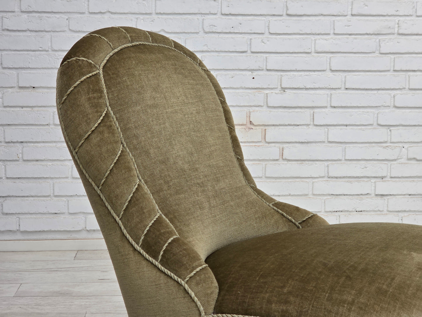 1960s, Danish easy chair, original green furniture velour.
