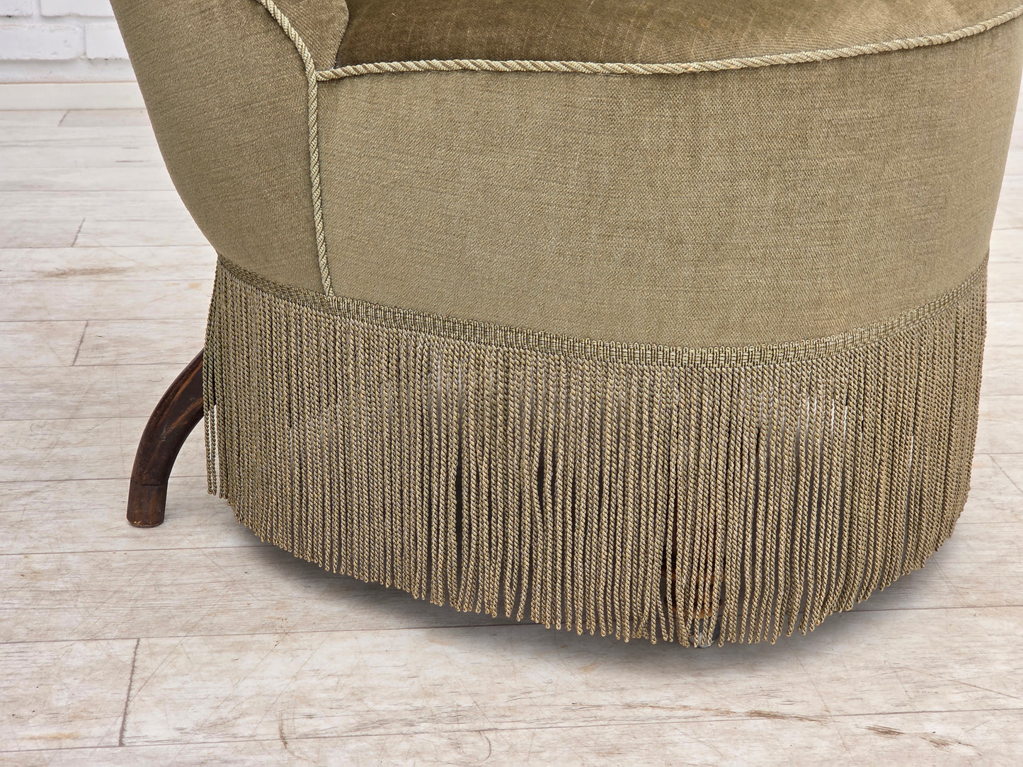 1960s, Danish easy chair, original green furniture velour.